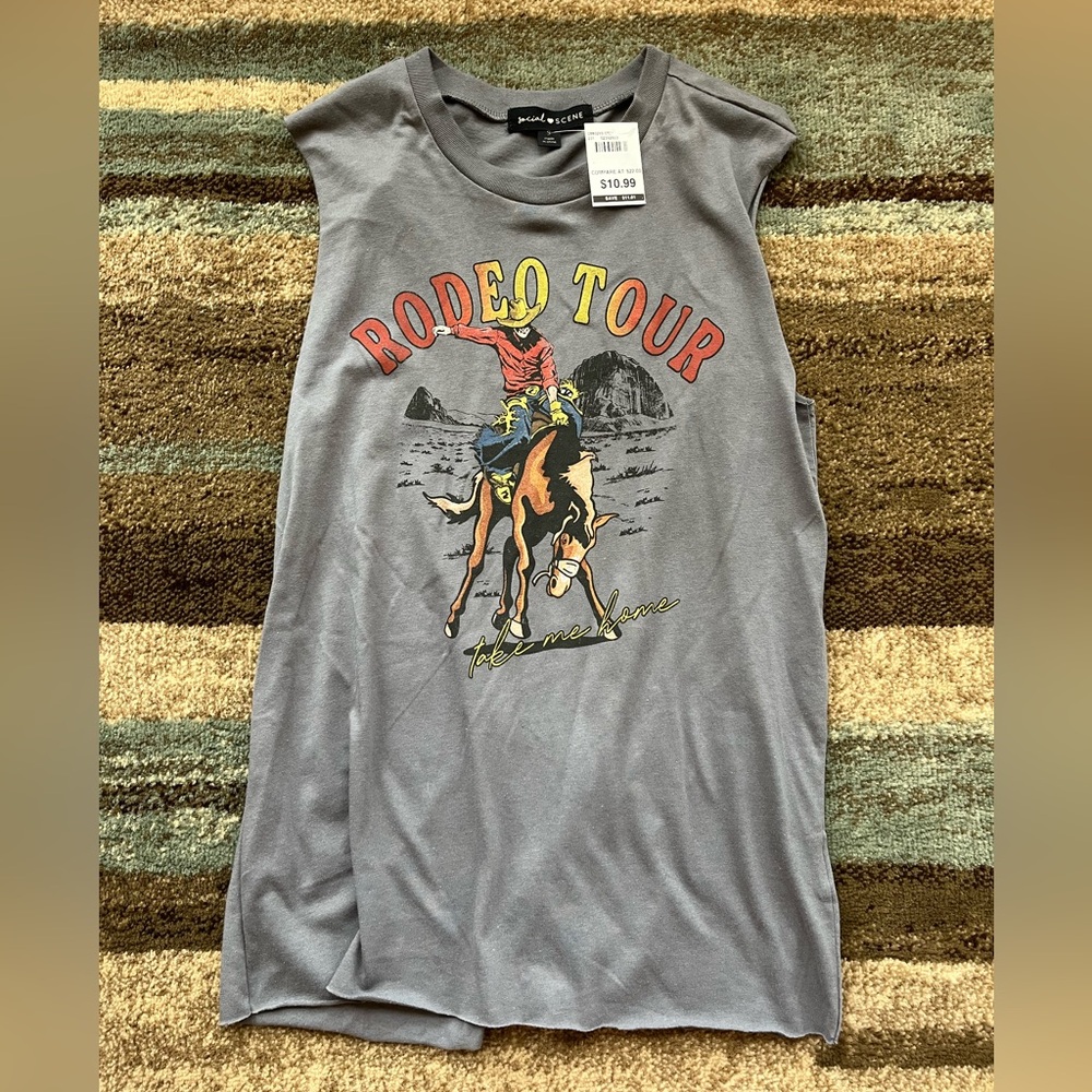 Rodeo Tour Western Graphic Gray Tank Top